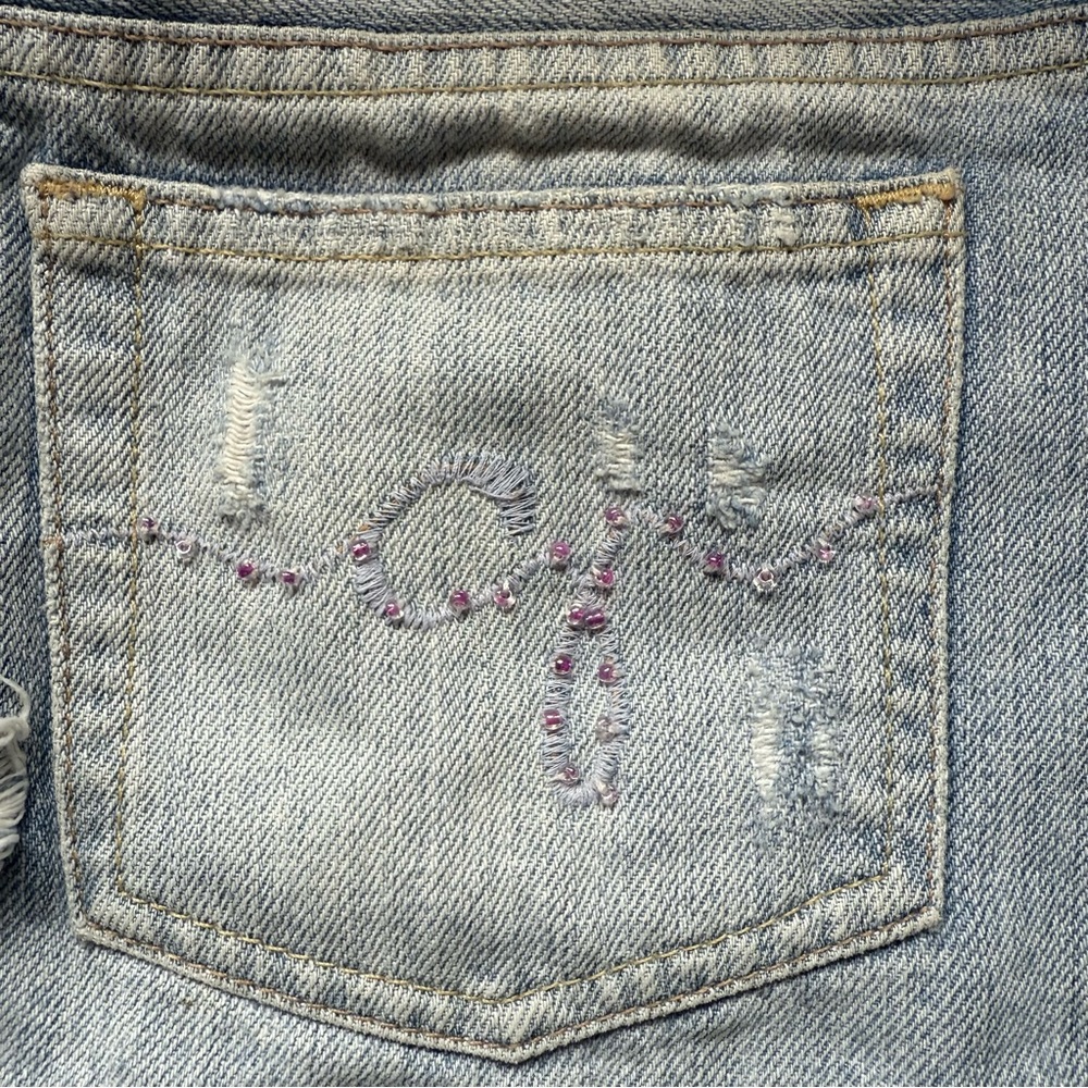 Vintage Y2K Guess Women's light Blue Denim mini Skirt size 24 - Picture 10 of 16